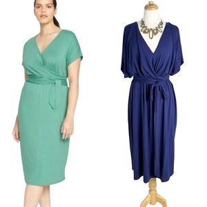 NWT Universal Standard Plus Knit Dress Popover Wrap Tie Front Navy Size L 3X